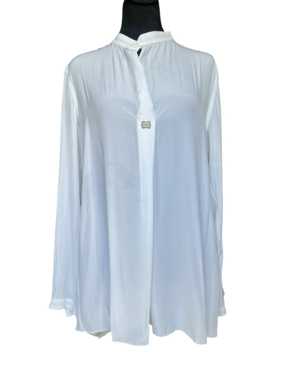 Beate Heymann Size 6 Sheer White Tunic Street Couture Long Sleeve Shirt